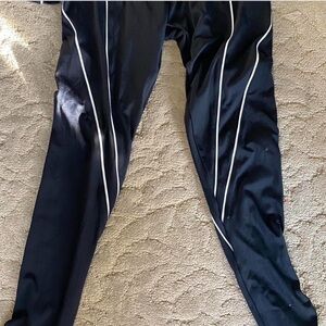 Black Track Jumpsuit with White Stripes